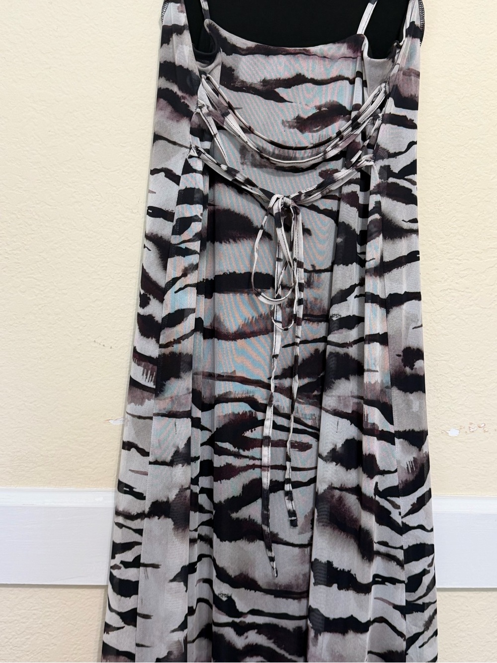 ASOS Sleek Zebra-Print Slip Dress in Black and Cream - Picture 6 of 8